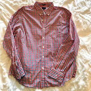 J. Crew Factory red and blue gingham men’s button down shirt NWOT long sleeve XL